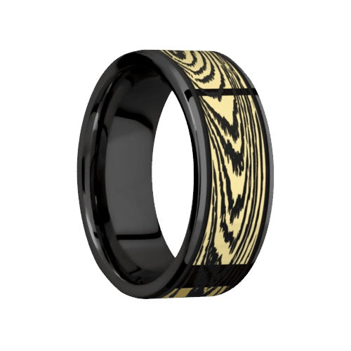 Lashbrook Zirconium Band with Polished Finish and 14KT Yellow Gold Inlay