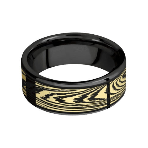 Lashbrook Zirconium Band with Polished Finish and 14KT Yellow Gold Inlay