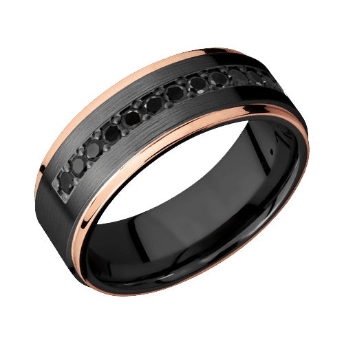 Lashbrook Zirconium Band with Satin Polished Finish and 14KT Rose Gold Inlay