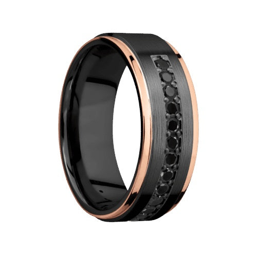 Lashbrook Zirconium Band with Satin Polished Finish and 14KT Rose Gold Inlay