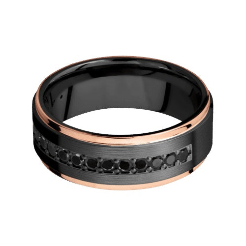 Lashbrook Zirconium Band with Satin Polished Finish and 14KT Rose Gold Inlay