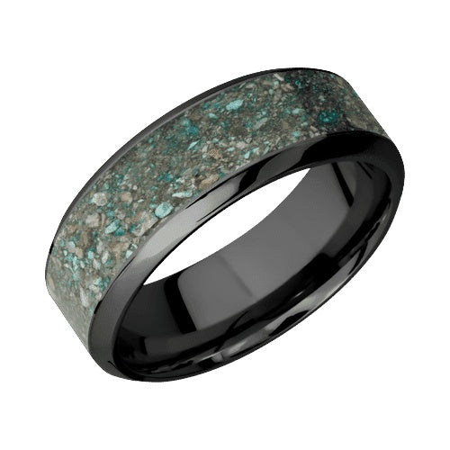 Lashbrook Zirconium Band with Polish Polished Finish and Ocean Jasper Inlay