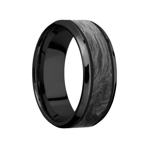 Lashbrook Zirconium Band with Polish Polished Finish and Forged Carbon Fiber Inlay