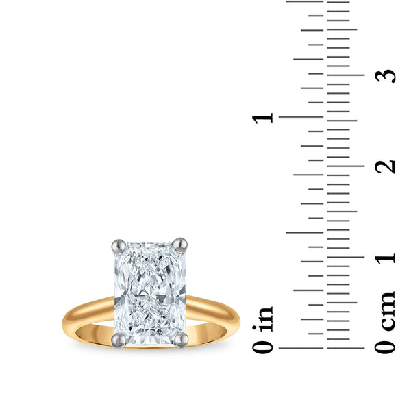Signature Certificate 8X EcoLove 4 CTW Radiant Lab Grown Diamond Solitaire Engagement Ring in 14KT Yellow Gold