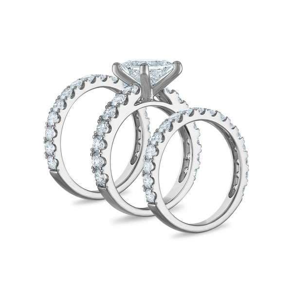 Signature EcoLove 5 CTW Lab Grown Diamond Bridal Set Princess Cut Ring in 14KT White Gold
