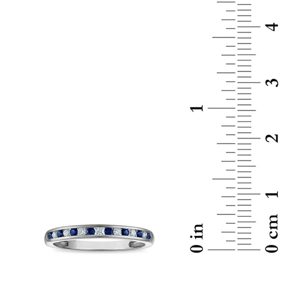 LoveSong EcoLove 1.6MM Blue Sapphire and Lab Grown Diamond Ring in 10KT White Gold