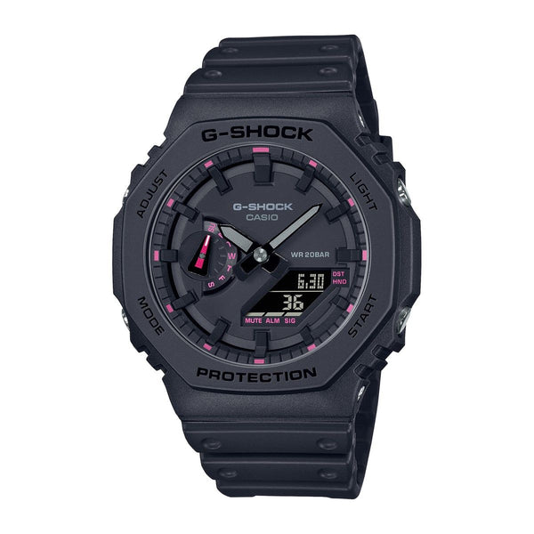 G-Shock with 48X45 MM Black Round Dial Resin Band Strap; GA21009-1A Pink Ribbon