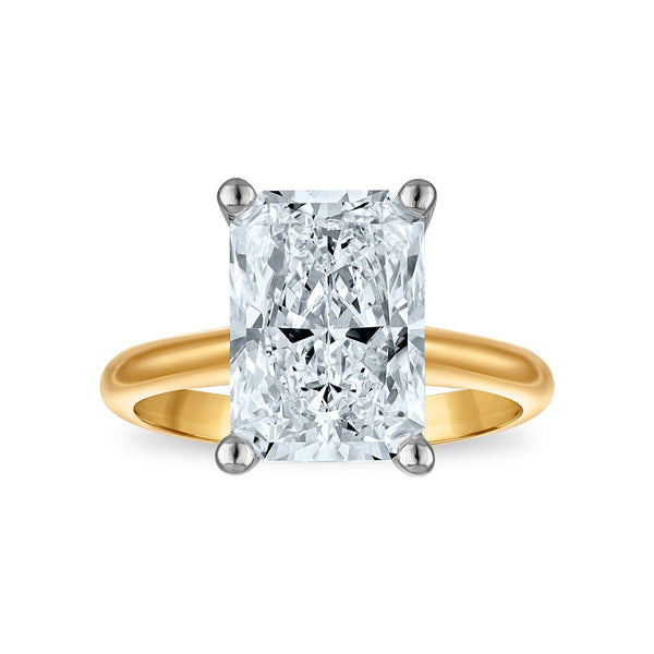 Signature Certificate 8X EcoLove 5 CTW Radiant Lab Grown Diamond Solitaire Engagement Ring in 14KT Yellow Gold