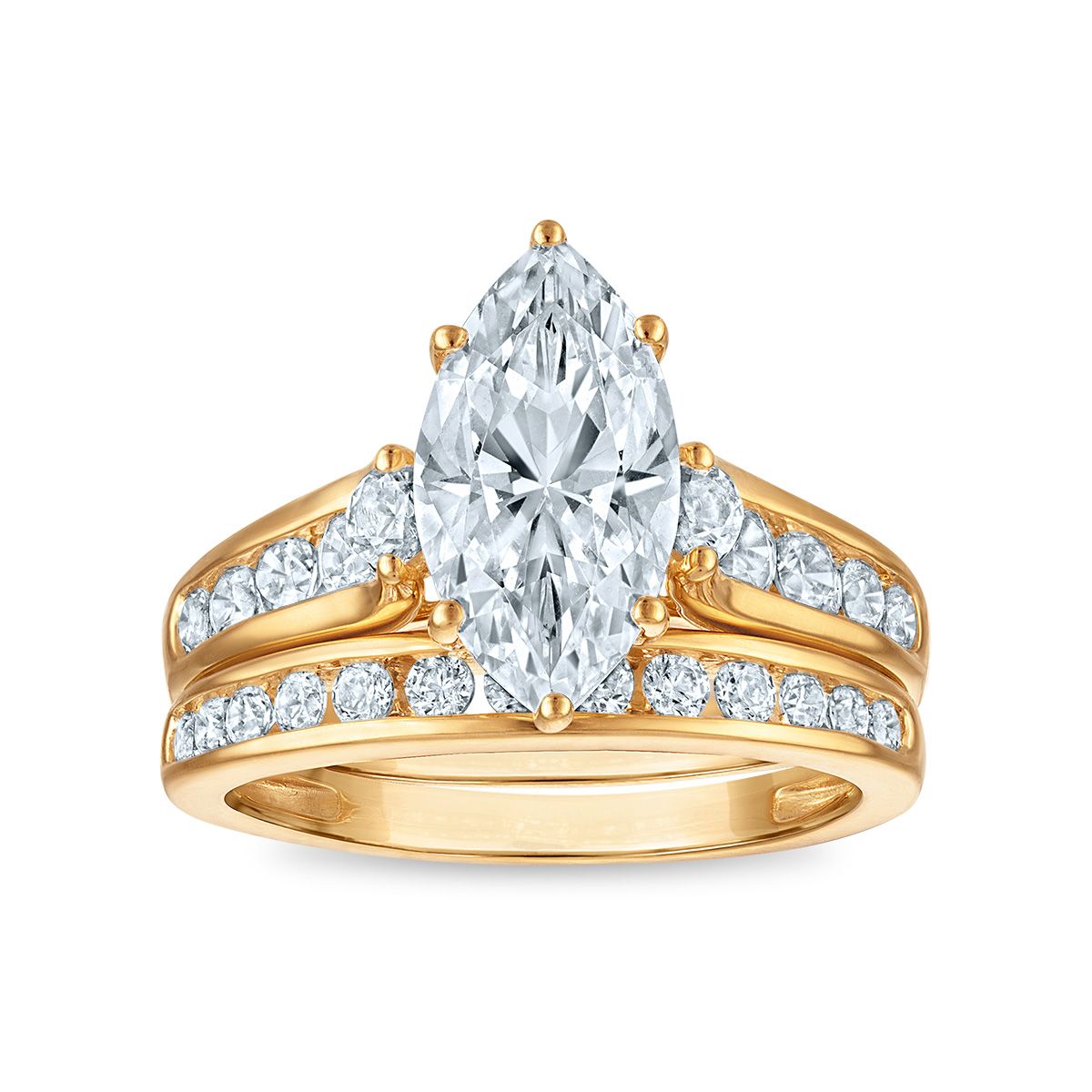 Red Hot Deal 3 CTW Marquise Lab Grown Diamond Bridal Set in 10KT Yellow Gold