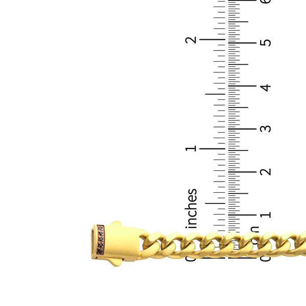 Inox Gold IP Stainless Steel 7.5-inch 6MM Miami Cuban Link Bracelet with Black Sapphire