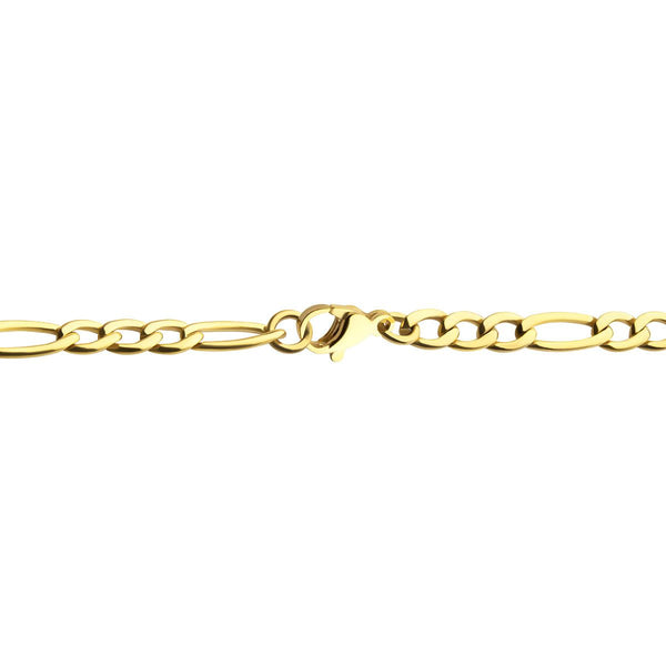Inox 18KT Gold IP Titanium 16-inch 4.7MM Figaro Chain