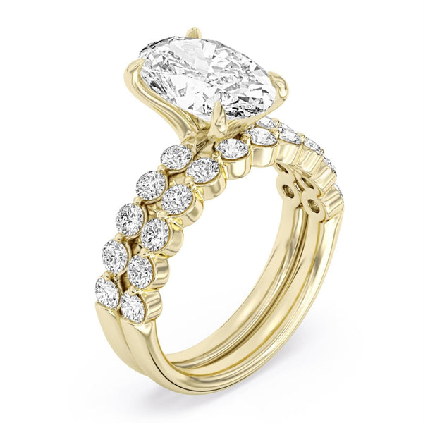 Signature EcoLove Diamond Dreams 4-1/3 CTW 100 Facet Centurion Lab Grown Diamond Bridal Set in 18KT Yellow Gold