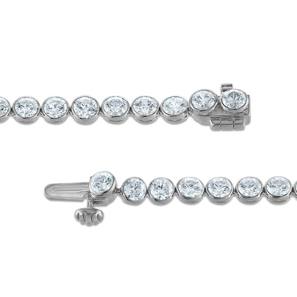 Red Hot Deal 7 CTW Round Lab Grown Diamond 7-inch Bezel Set Tennis Bracelet in 10KT White Gold