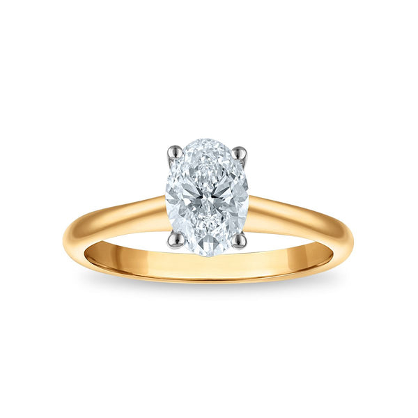 Signature Certificate 8X EcoLove 1 CTW Oval Lab Grown Diamond Solitaire Engagement Ring in 14KT Yellow Gold