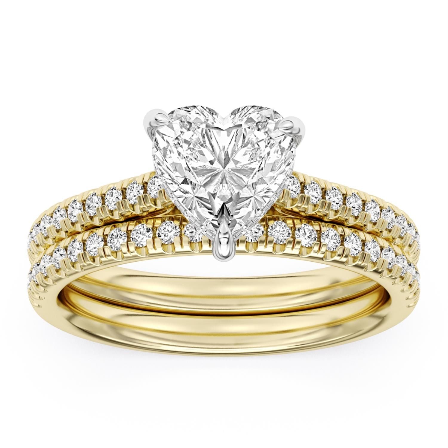 Signature EcoLove 2 CTW 100 Facet Centurion Lab Grown Diamond Bridal Set in 14KT Yellow Gold