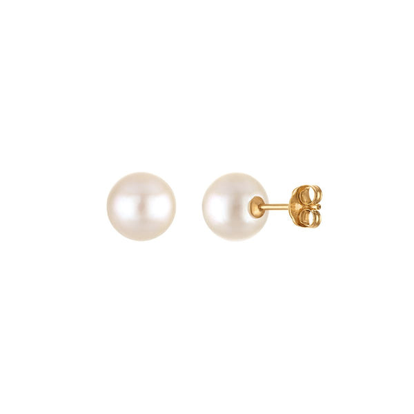 7MM Pearl Stud Earrings in 14KT Yellow Gold
