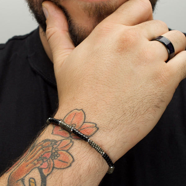 Inox Shadow Wolf Heishi Bead Bracelet