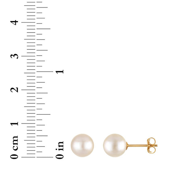 6MM Pearl Stud Earrings in 14KT Yellow Gold