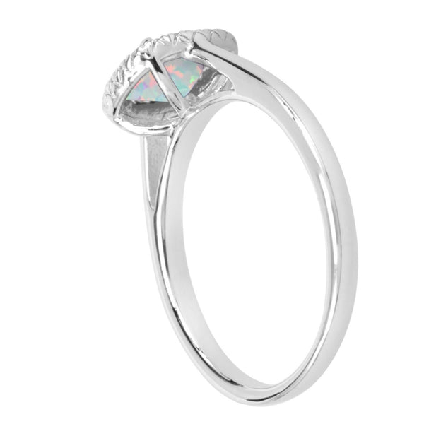 6MM Cushion Opal and White Sapphire Birthstone Halo Ring in Sterling Silver