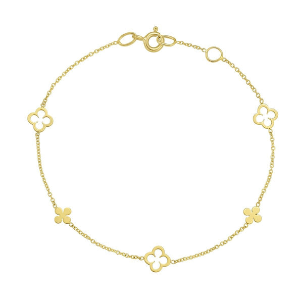 10KT Yellow Gold 7-inch Adjustable Clover Bracelet