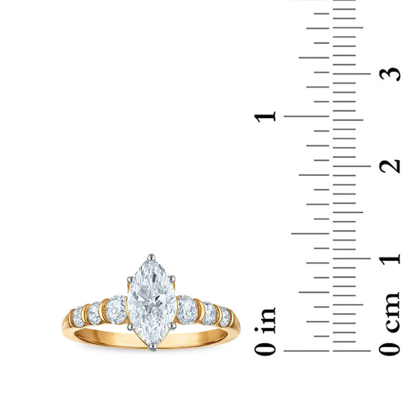 Red Hot Deal 1-1/2 CTW Lab Grown Diamond Engagement Marquise Ring in 10KT Yellow Gold