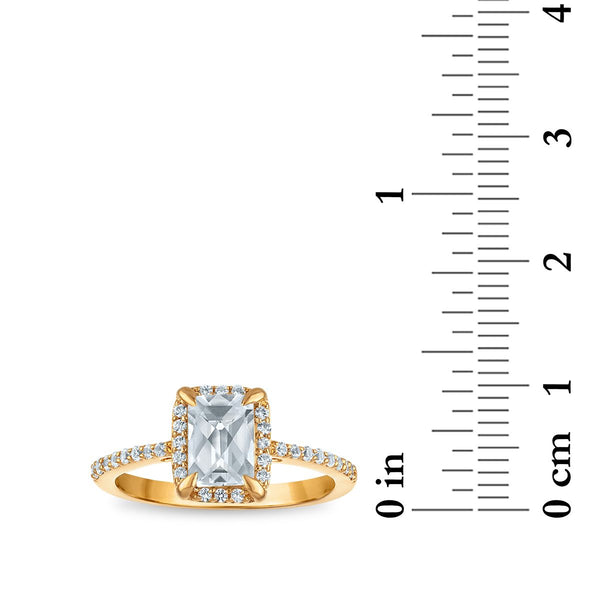 7X5MM Radiant White Topaz and White Sapphire Birthstone Ring in 18KT Gold Vermeil