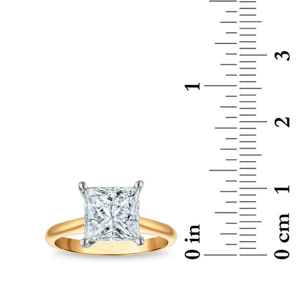 Signature Certificate 8X EcoLove 3 CTW Princess Cut Lab Grown Diamond Solitaire Engagement Ring in 14KT Yellow Gold