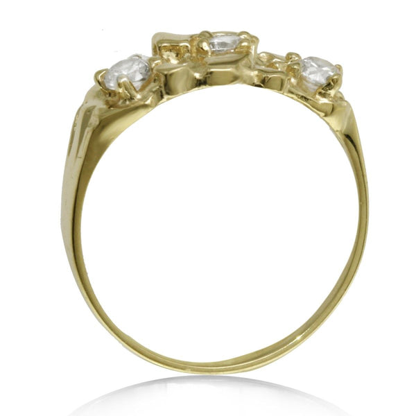 10KT Yellow Gold and Cubic Zirconia Nugget Ring. Size 5