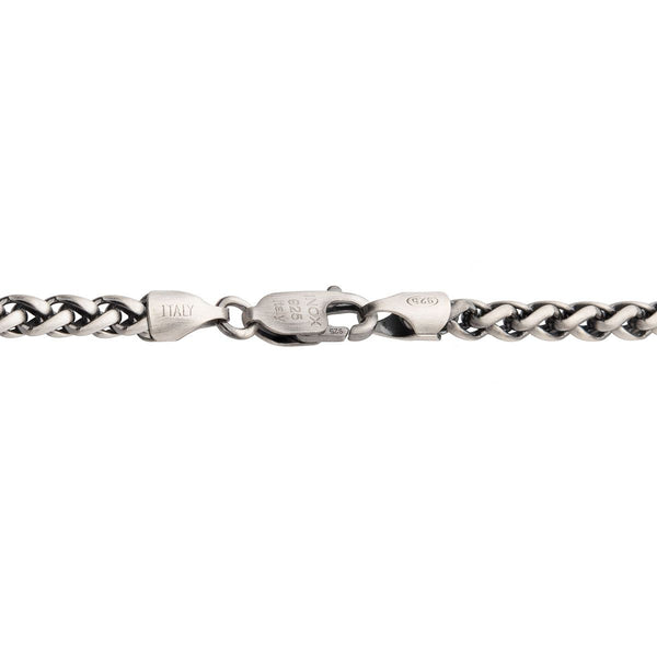 Inox 24-inch 4MM Sterling Silver Brushed Satin Finish Wheat Chain