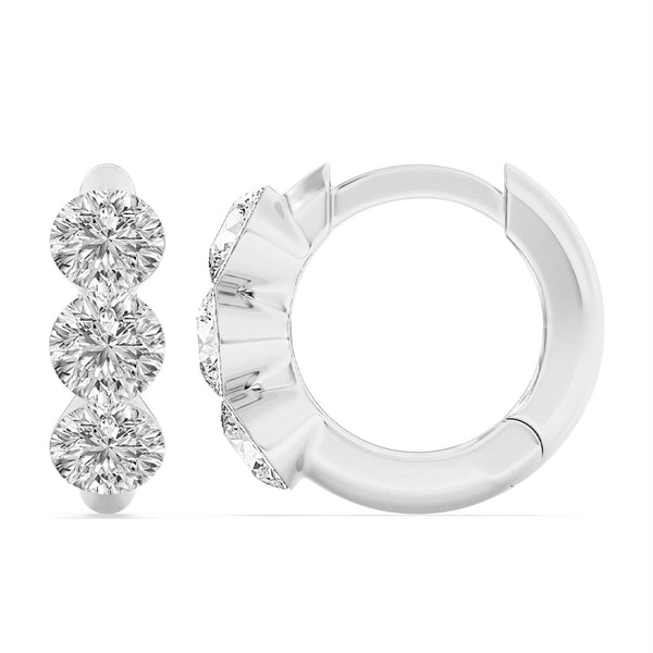 Signature EcoLove 1-1/5 CTW 100 Facet Centurion Lab Grown Diamond Hoop Earrings in 14KT White Gold
