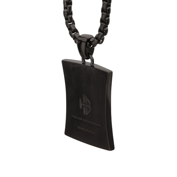 Inox Natural Black Diamond Accent Black IP Stainless Steel 22-inch Dog Tag Pendant