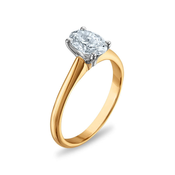 Signature Certificate 8X EcoLove 1 CTW Oval Lab Grown Diamond Solitaire Engagement Ring in 14KT Yellow Gold