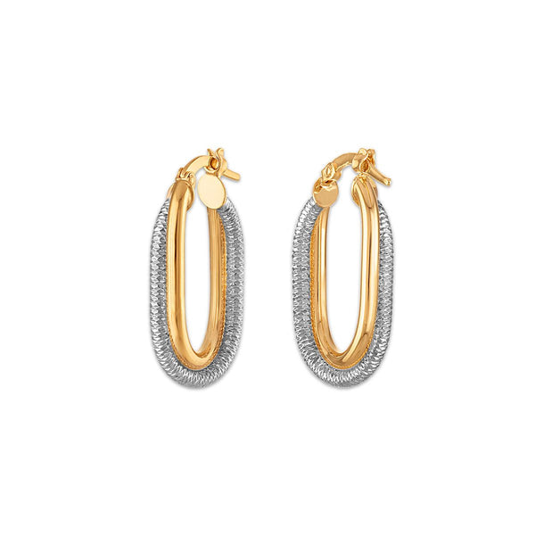 10KT Two-Tone Gold Hoop Fashion Earrings