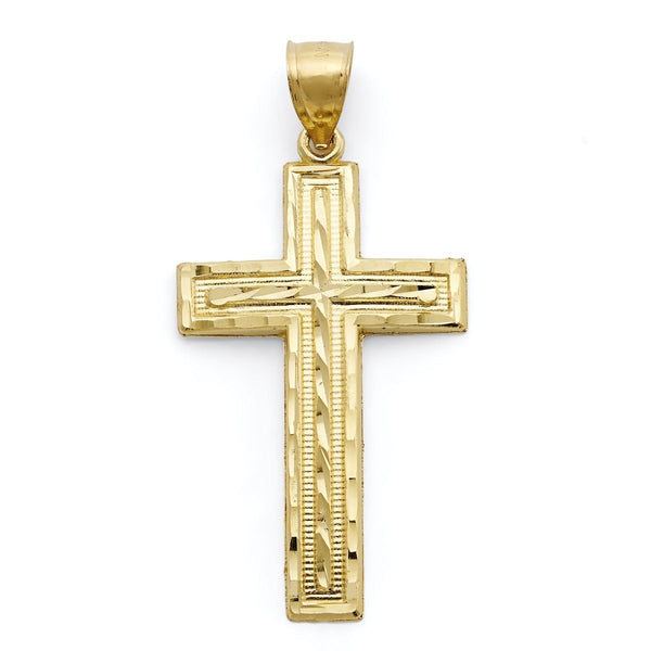 10KT Yellow Gold 47X23MM Cross Pendant-Chain Not Included
