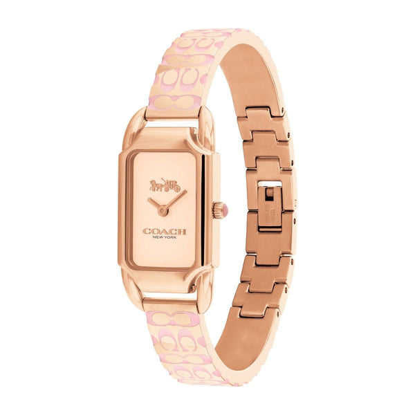 Coach Cadie with 17X28 MM Blush Rectangular Dial Stainless Steel Bangle Bracelet. Cadie 14504194