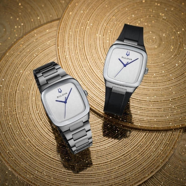 Bulova with 35X35 MM Silvertone Cushion Dial Silicone Band Watch Band; 96A335 Millennia