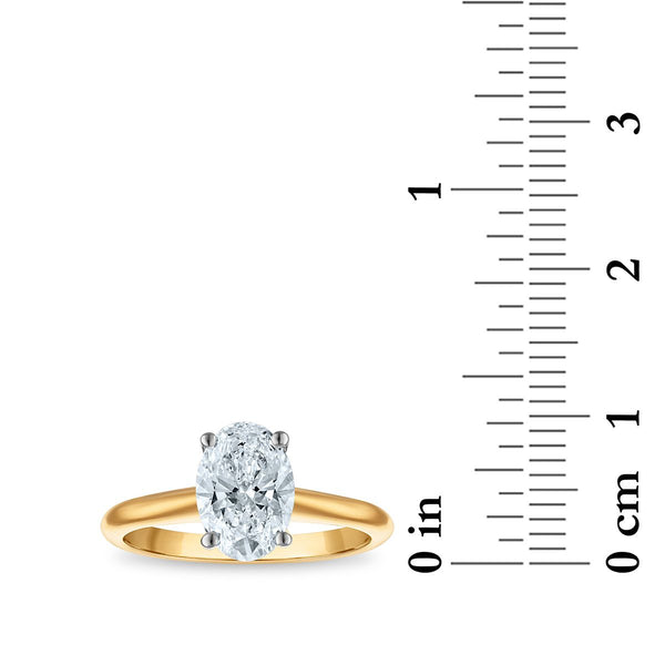 Signature Certificate 8X EcoLove 1 1/2 CTW Oval Lab Grown Diamond Solitaire Engagement Ring in 14KT Yellow Gold