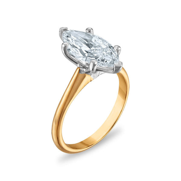 Signature Certificate 8X EcoLove 3 CTW Marquise Lab Grown Diamond Solitaire Engagement Ring in 14KT Yellow Gold