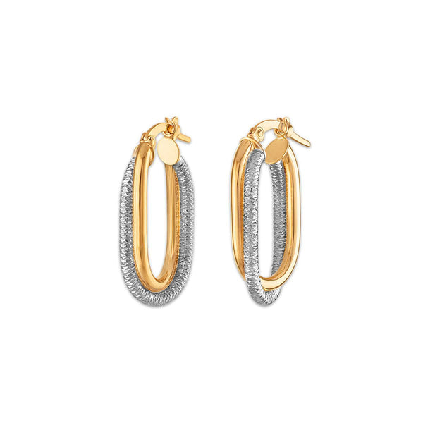 10KT Two-Tone Gold Hoop Fashion Earrings