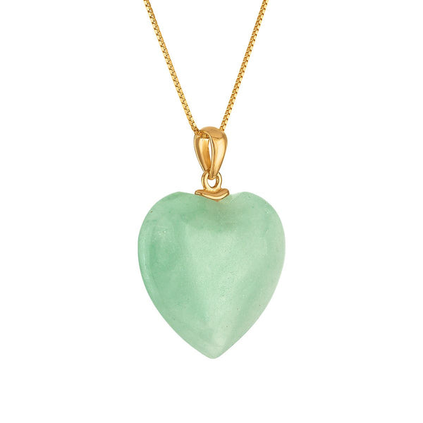 Heart Shape Jade Heart 18-inch Pendant in Sterling Silver