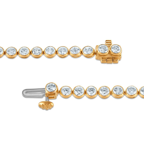 Red Hot Deal 5 CTW Round Lab Grown Diamond 7-inch Bezel Set Tennis Bracelet in 10KT Yellow Gold
