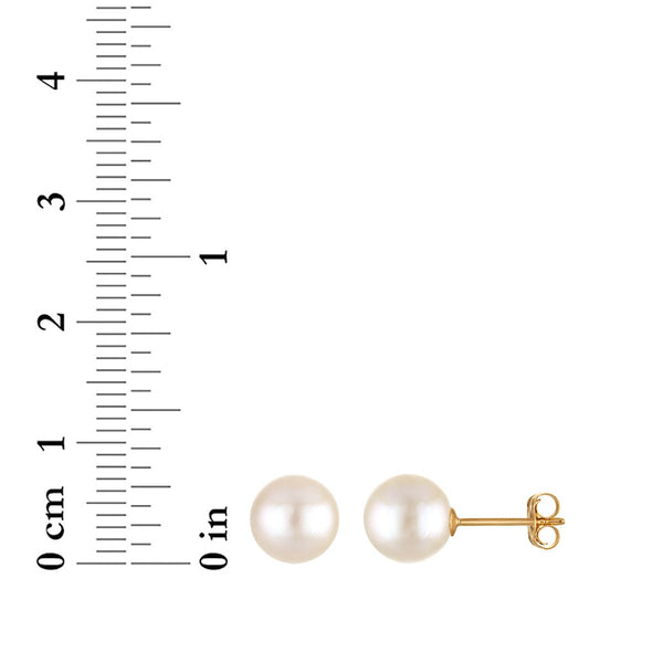 7MM Pearl Stud Earrings in 14KT Yellow Gold