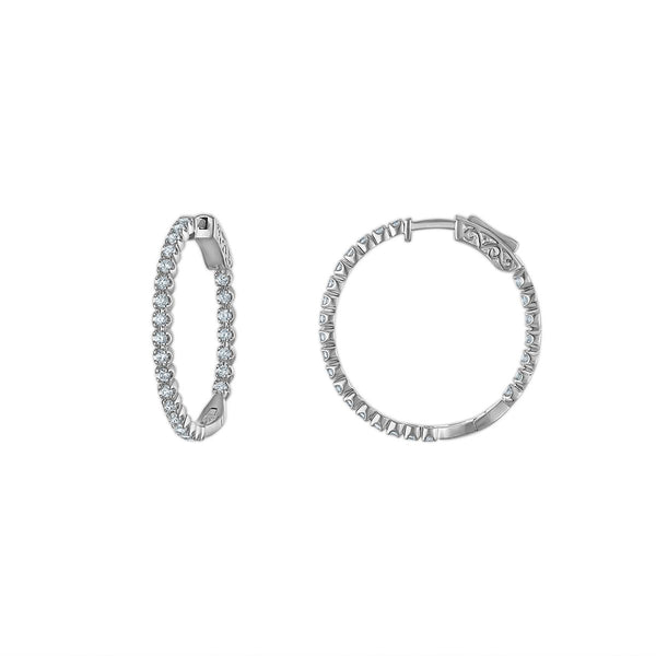 Red Hot Deal 1 CTW Lab Grown Diamond Hoop Earrings in Sterling Silver