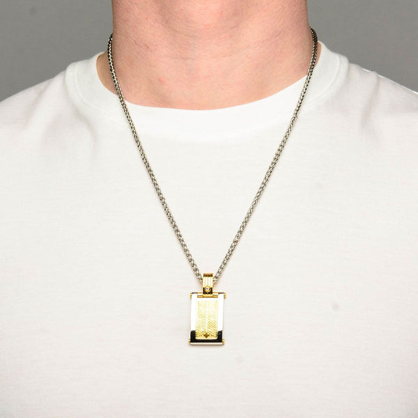 Inox Natural Diamond Accent Gold IP Stainless Steel 22-inch Dog Tag Pendant