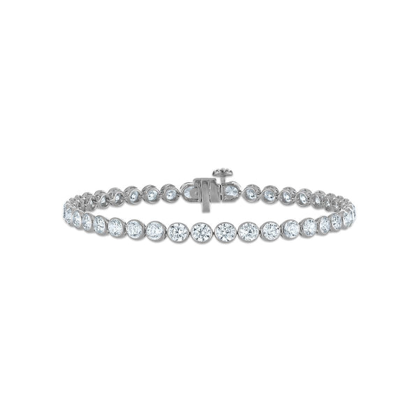 Red Hot Deal 7 CTW Round Lab Grown Diamond 7-inch Bezel Set Tennis Bracelet in 10KT White Gold