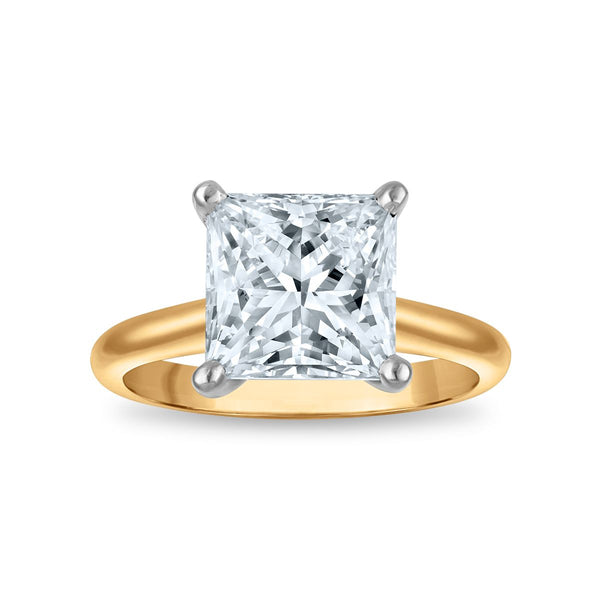 Signature Certificate 8X EcoLove 4 CTW Princess Cut Lab Grown Diamond Solitaire Engagement Ring in 14KT Yellow Gold