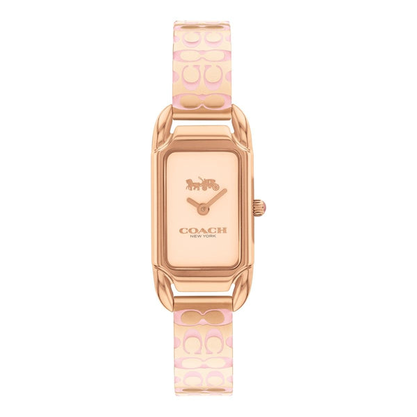 Coach Cadie with 17X28 MM Blush Rectangular Dial Stainless Steel Bangle Bracelet. Cadie 14504194