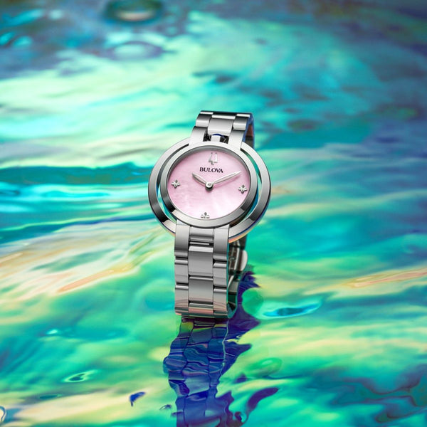 Bulova Womens Classic Silvertone Diamond Accent.  96L338