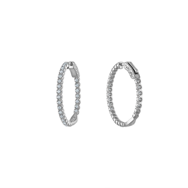 Red Hot Deal 1 CTW Lab Grown Diamond Hoop Earrings in Sterling Silver