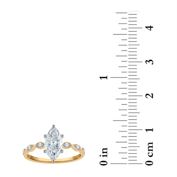 EcoLove 1-1/10 CTW Lab Grown Diamond Marquise Engagement Ring in 10KT Yellow Gold